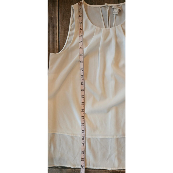J.Crew Womens Sleeveless Blouse 2 White Layered Pleated Chiffon Top Flowy Preppy - Picture 7 of 7